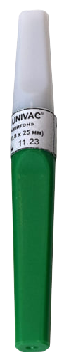 Игла двусторонняя UNIVAC® с визуальной камерой для взятия венозной крови: Варианты исполнения  Размер 0,8*38 мм (типоразмер 21G, зелен колпачок) 100 шт 