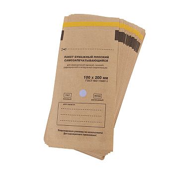 Пакет (крафт) плоский самозапечатывающийся 200мм х 330мм (100 шт.)