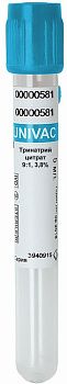 Вакуумные пробирки UNIVAC®, 8,1 мл, 16х100 мм, цитрат натрия 3,2% (9:1)