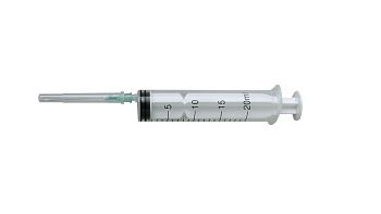 Шприц инъекционный стерильный одноразовый без иглы, объем: 20 мл;